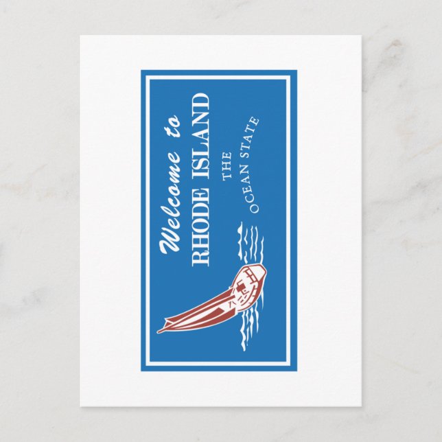 Cartão Postal Bem-vindo a Rhode Island - USA Road Sign (Frente)