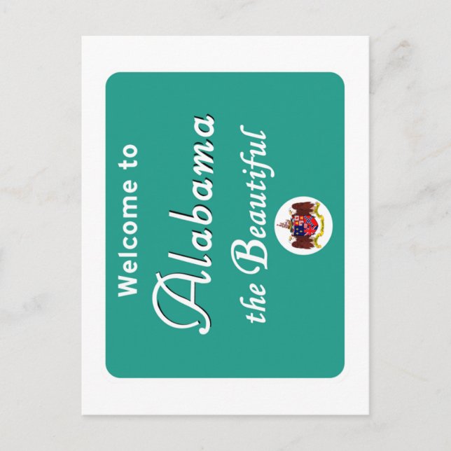 Cartão Postal Bem-vindo ao Alabama - Sinal de Estrada dos EUA (Frente)