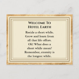 Cartão Postal Bem-Vindo Ao Hotel Earth