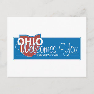 Cartão Postal Bem-vindo ao Ohio - Sinal de Estrada dos EUA