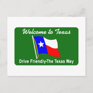 Cartão Postal Bem-vindo ao Texas - Sinal de Estrada dos EUA