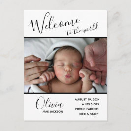 Cartão Postal Bem-vindo ao World Baby Photo Birth Postcards