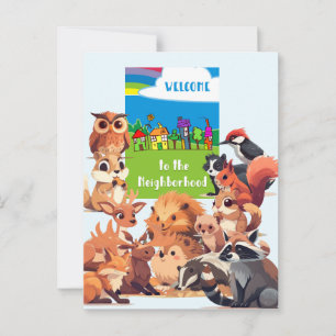 Cartão Postal Bem-vindo aos Animais da Floresta da Vizinhança