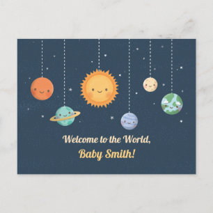 Cartão Postal Bem-vindo Bebê ao Sol e Planetas Espaço Mundial