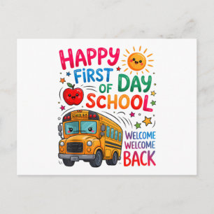 Cartão Postal Bem-vindo de Volta à Escola Feliz Primeiro Dia Pro