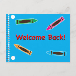 Cartão Postal Bem-vindo de volta aos lápis de notebook da escola