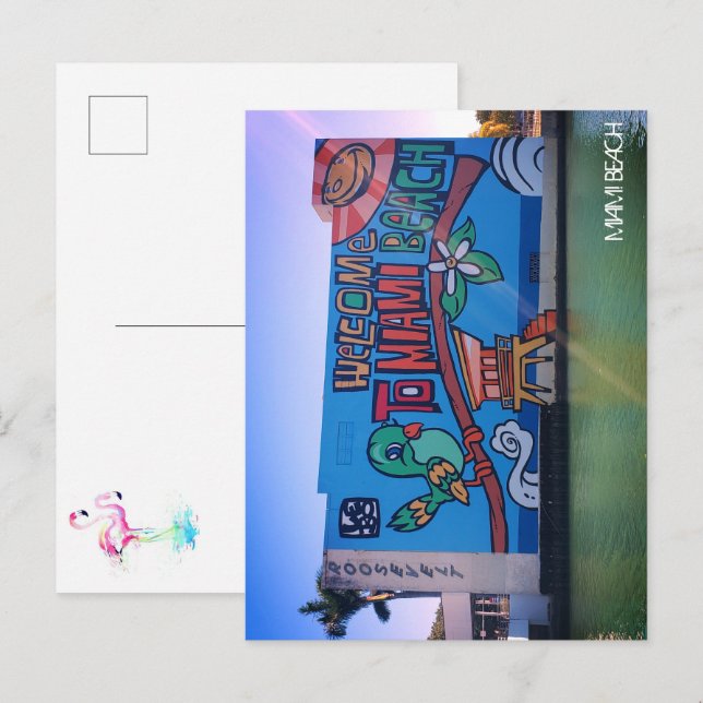 Cartão Postal Bem-vindo Personalizado Miami Beach Flórida Mural  (Frente/Verso)