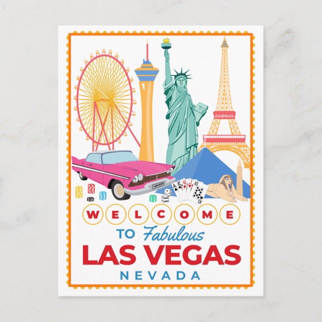 Cartão Postal Bem-vindos à fabulosa cidade de Las Vegas (Frente)