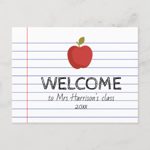 Cartão Postal Bem-vindos à minha classe Apple de volta à escola