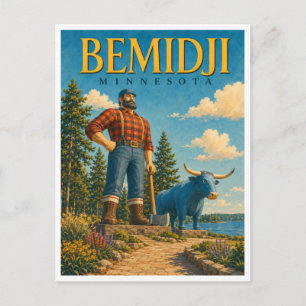 Cartão Postal Bemidji Minnesota Paul Bunyan GeoSaga