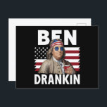 Cartão Postal Ben Drankin Beer 4 de julho Vintage Flag Funny<br><div class="desc">Ben Drankin Beer 4 de julho Vintage Flag Funny</div>
