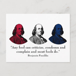 Cartão Postal Ben Franklin e Cotação - Vermelho, Branco e Azul