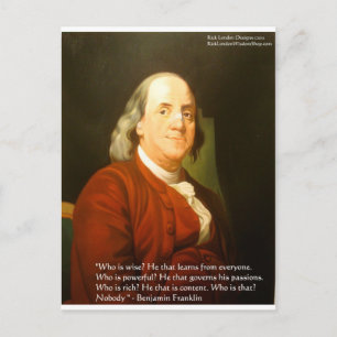 Cartão Postal Ben Franklin (O que é Sábio) Citações Presentes & 