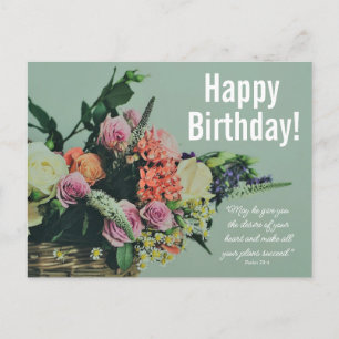 Cartão Postal Bênção de Aniversário Floral