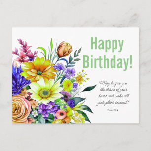 Cartão Postal Bênção de Aniversário Floral