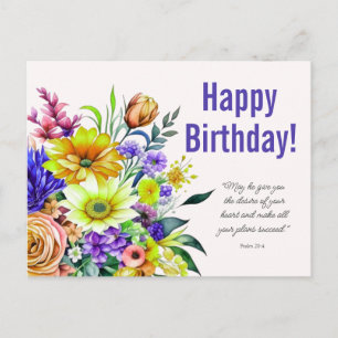 Cartão Postal Bênção de Aniversário Floral