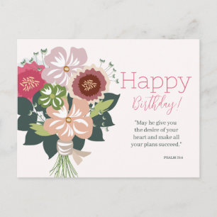 Cartão Postal Bênção de Aniversário Floral