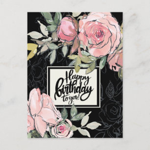 Cartão Postal Bênção de Aniversário Versículo da Bíblia Flores R