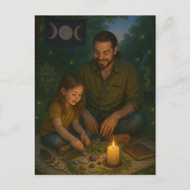 Cartão Postal Bênção do Dia de os pais Pagan (Frente)
