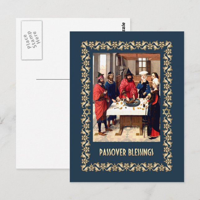 Cartão Postal Bênçãos da Páscoa. Arte fina  (Frente/Verso)