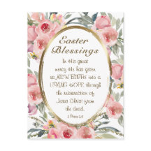 Bênçãos da Páscoa Versículo da Bíblia Floral Rosa