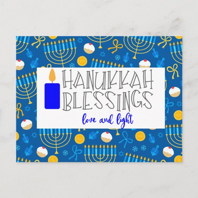 Cartão Postal Bênçãos de Hanukkah (Frente)