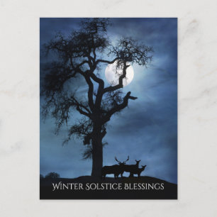 Cartão Postal Bênçãos de Solstício de inverno Elks e Lua