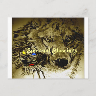 Cartão Postal Bênçãos Espiritais Do Lobo-Lua