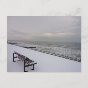 Cartão Postal Bench, neve e mar