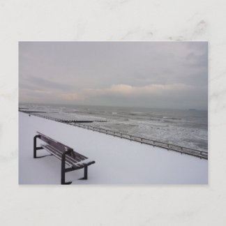 Cartão Postal Bench, neve e mar