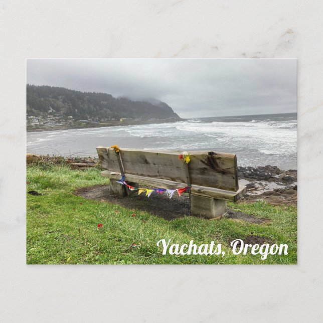 Cartão Postal Bench supera o oceano em Yachats, Oregon (Frente)