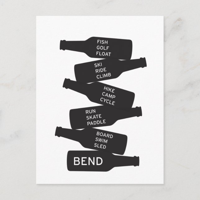 Cartão Postal Bend Oregon Beer Botle Empilhada em Atividades Ext (Frente)