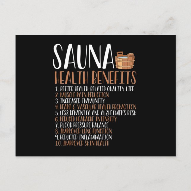 Cartão Postal Benefícios para a saúde da sauna (Frente)