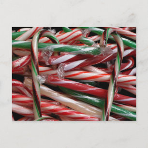 Cartão Postal Bengalas de Natal com Menta de Chocolate Festivas