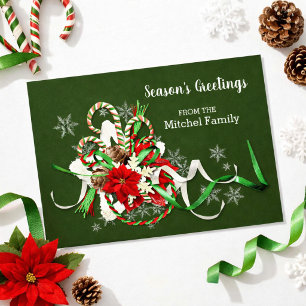 Cartão Postal Bengalas de Natal e Poinsettia Sazonal