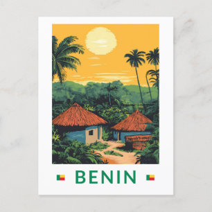 Cartão Postal Benin Sunset Illustration Viagem Art Vintage