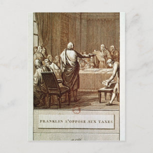 Cartão Postal Benjamin Franklin Apresentando sua Oposição
