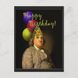 Cartão Postal Benjamin Franklin Happy Birthday