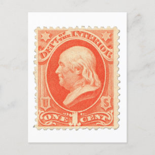Cartão Postal Benjamin Franklin One Cent US Postage Stamp