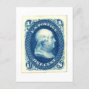 Cartão Postal Benjamin Franklin One Cent US Postage Stamp