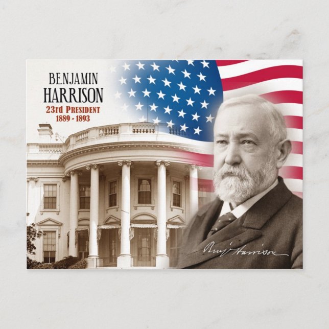 Cartão Postal Benjamin Harrison - 23º Presidente dos EUA (Frente)