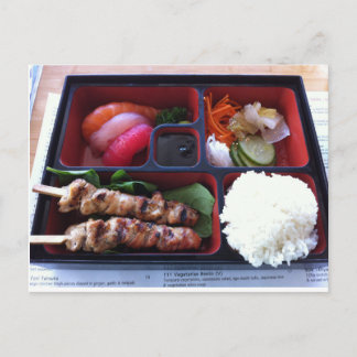 Cartão Postal Bento Box Sushi Comida de arroz japonês