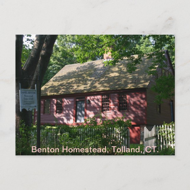 Cartão Postal Benton Homestead, Tolland, CT. (Frente)