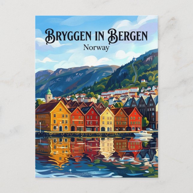 Cartão Postal Bergen Noruega (Frente)
