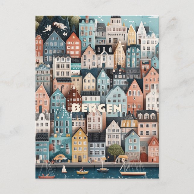 Cartão Postal Bergen Norway Viagem (Frente)