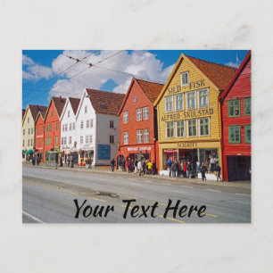 Cartão Postal Bergen personalizável, Noruega