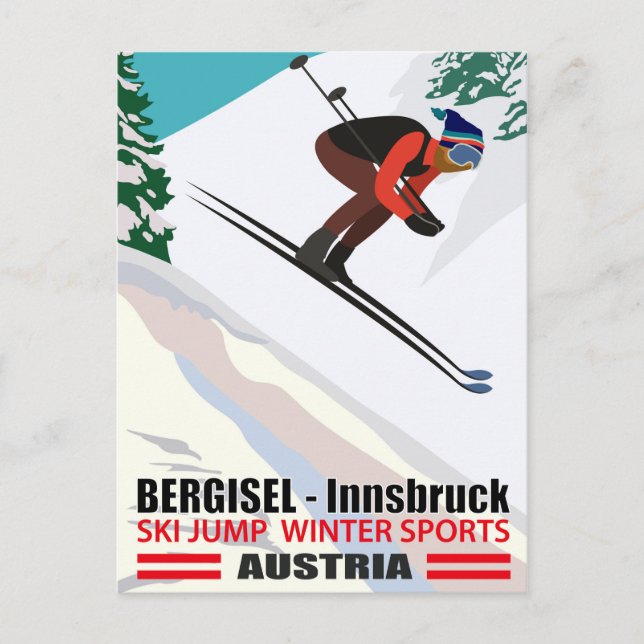 Cartão Postal Bergisel - Innsbruck, Salto de Esqui na Áustria (Frente)