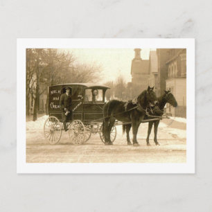 Cartão Postal Berks Milk & Sorvete Wagon, Hamburg PA Vintage