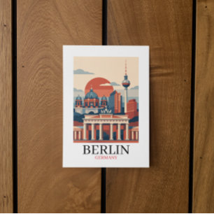 Cartão Postal Berlim Alemanha Cidade Silhueta – Minimalista Vint