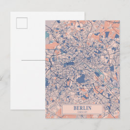 Cartão Postal Berlim Alemanha Mapa da Cidade Ventilada Viagem